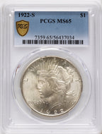 1922-S Peace Dollar PCGS MS65