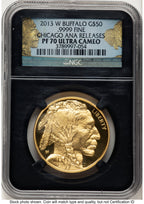 2013-W Proof Gold Buffalo 1 oz Chicago ANA Gold Buffalo Label NGC PF70
