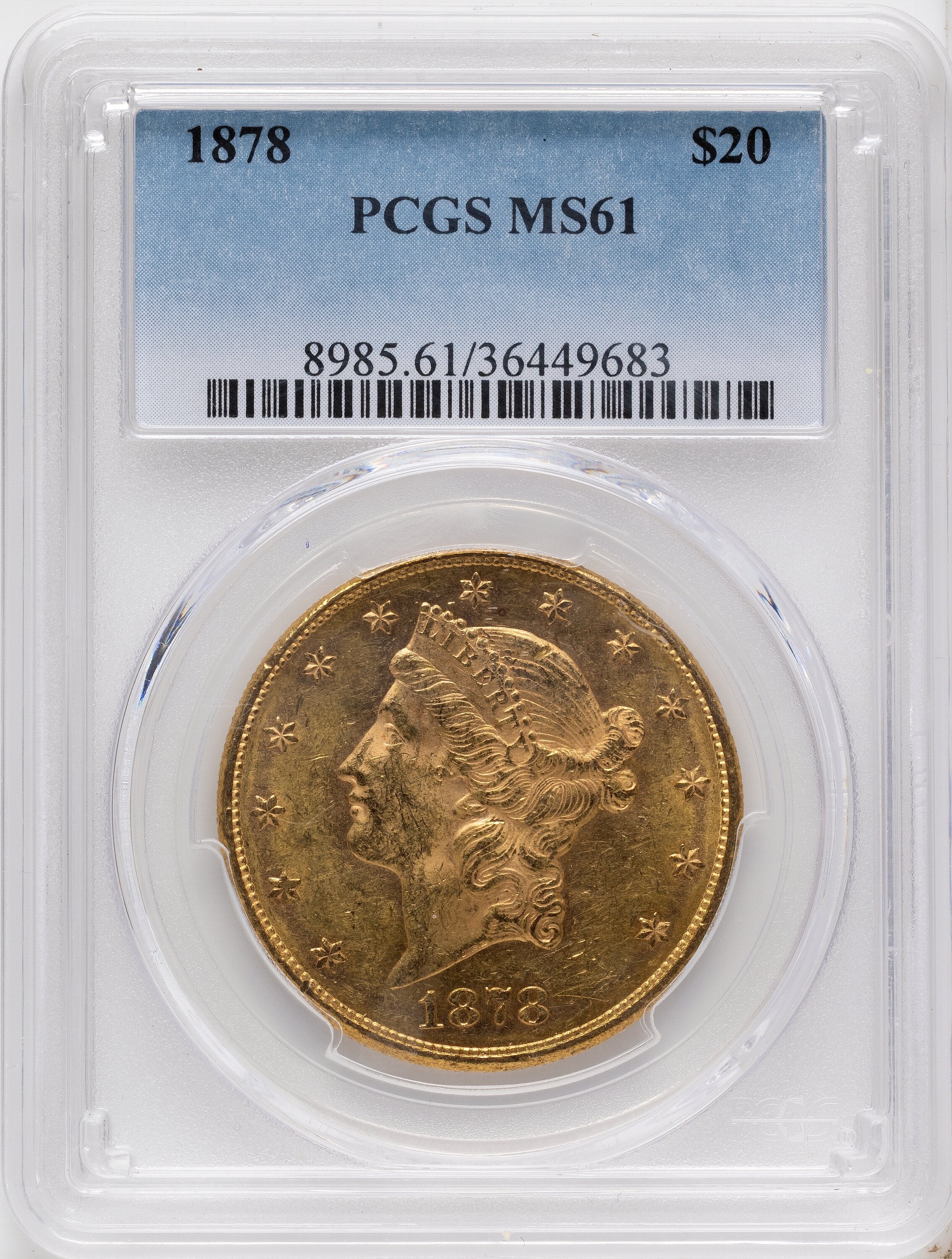 1878 $20 Liberty Double Eagle PCGS MS61