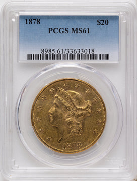 1878 $20 Liberty Double Eagle PCGS MS61