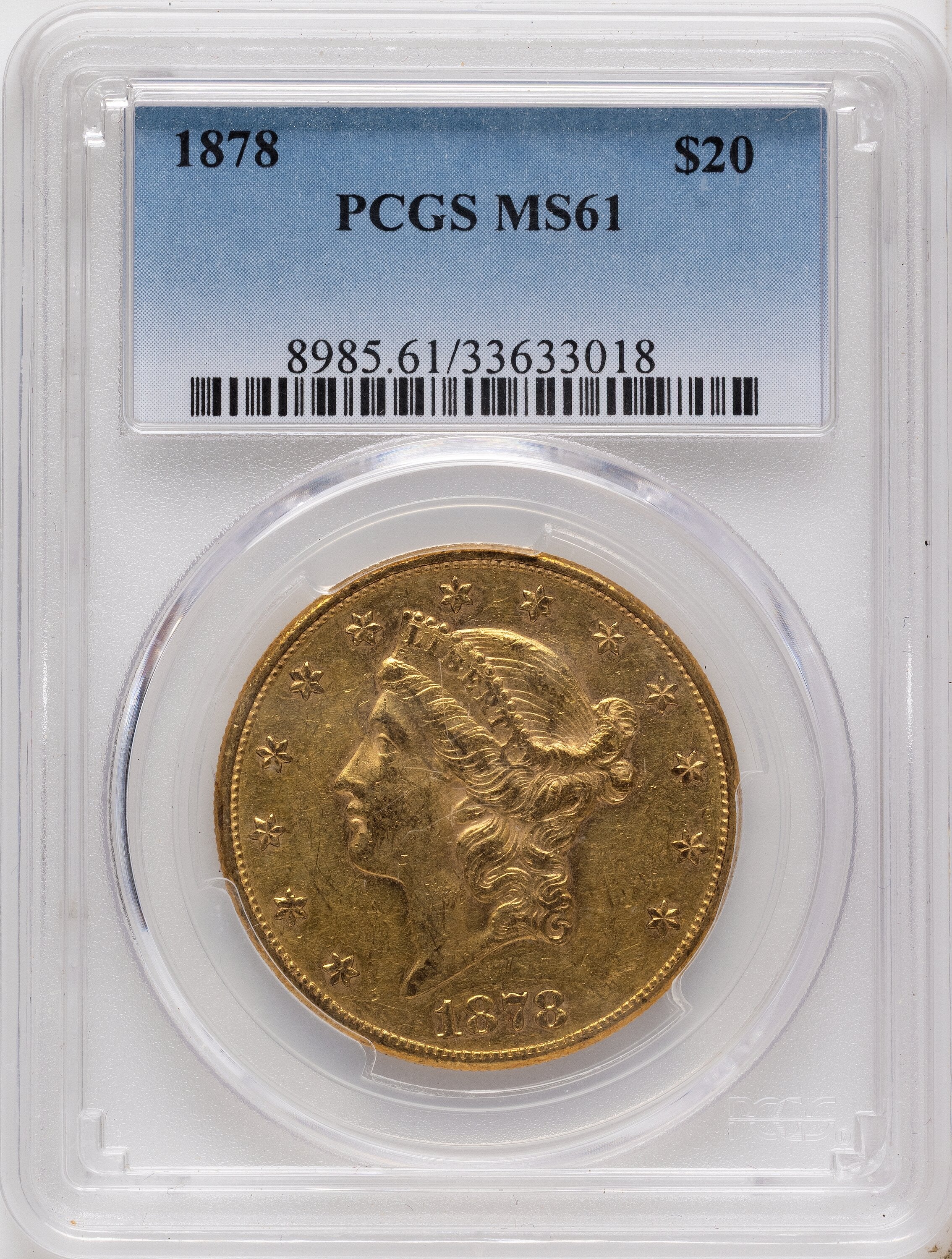 1878 $20 Liberty Double Eagle PCGS MS61