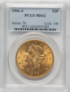 1906-S $20 Liberty Double Eagle PCGS MS62