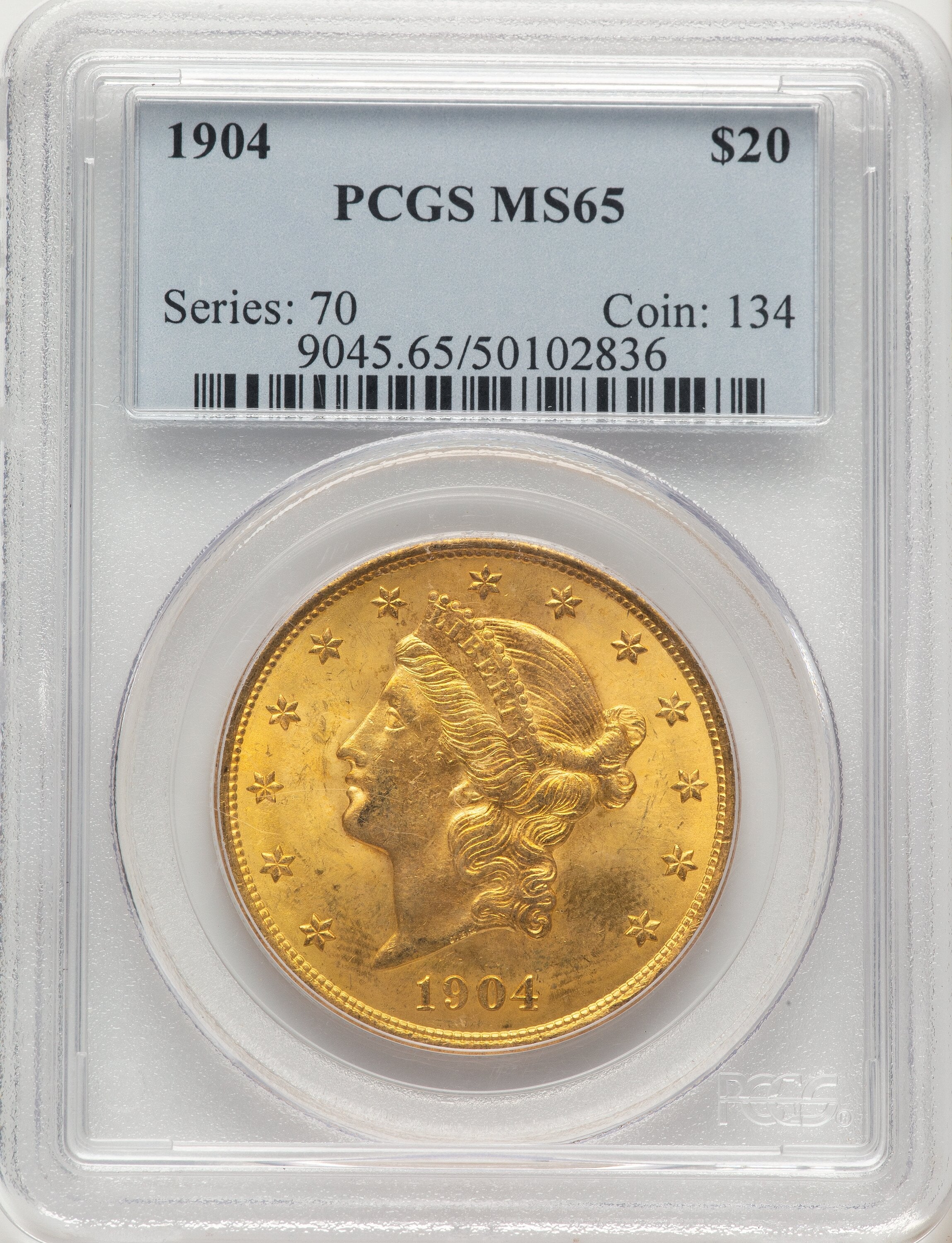 1904 $20 Liberty Liberty Double Eagle PCGS MS65