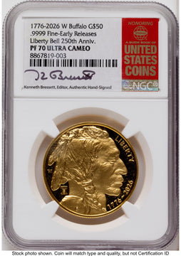 2026-W Proof Gold Buffalo 1 oz ER Kenneth Bressett Red Book NGC PF70