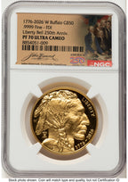 2026-W Proof Gold Buffalo 1 oz FDI America 250 John Hancock Label NGC PF70