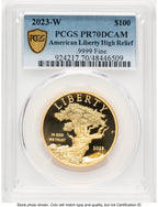 2023-W G$100 American Liberty High Relief Blue Gradient PCGS PR70