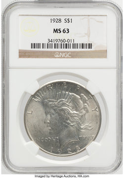 1928 Peace Dollar NGC MS63