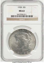 1928 Peace Dollar NGC MS63