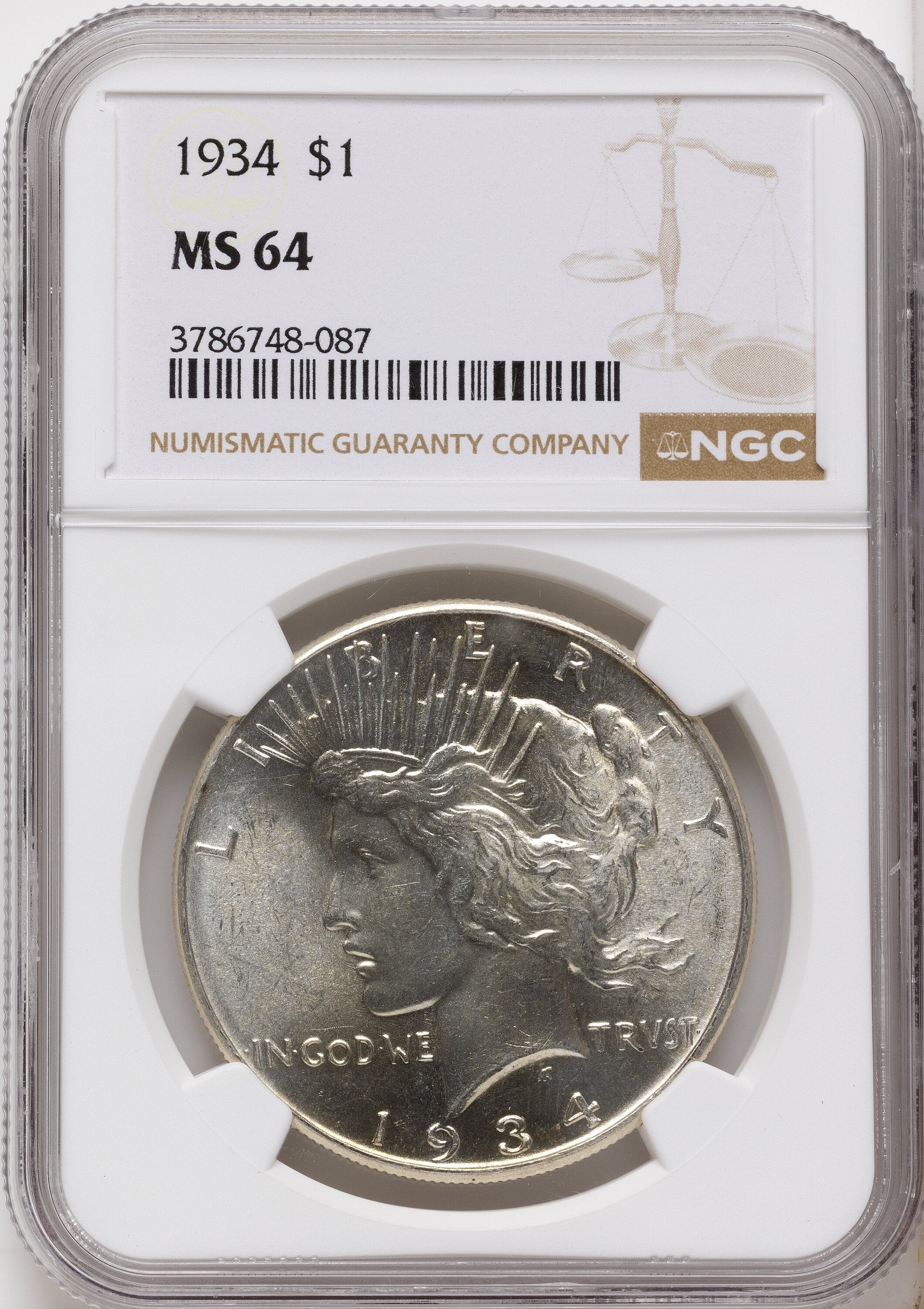 1934 Peace Dollar NGC MS64