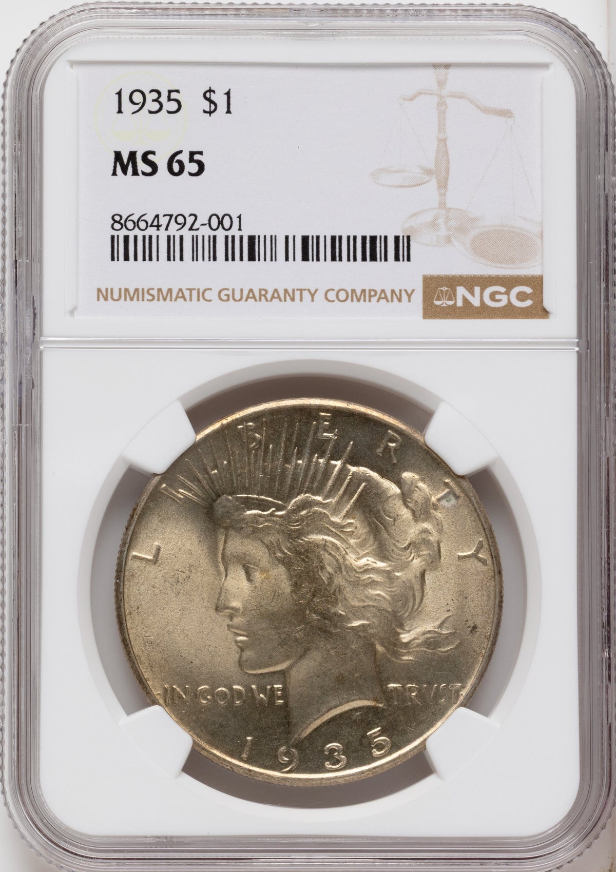 1935 Peace Dollar NGC MS65
