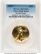 2009 G$20 Ultra High Relief PL Blue Gradient PCGS MS70