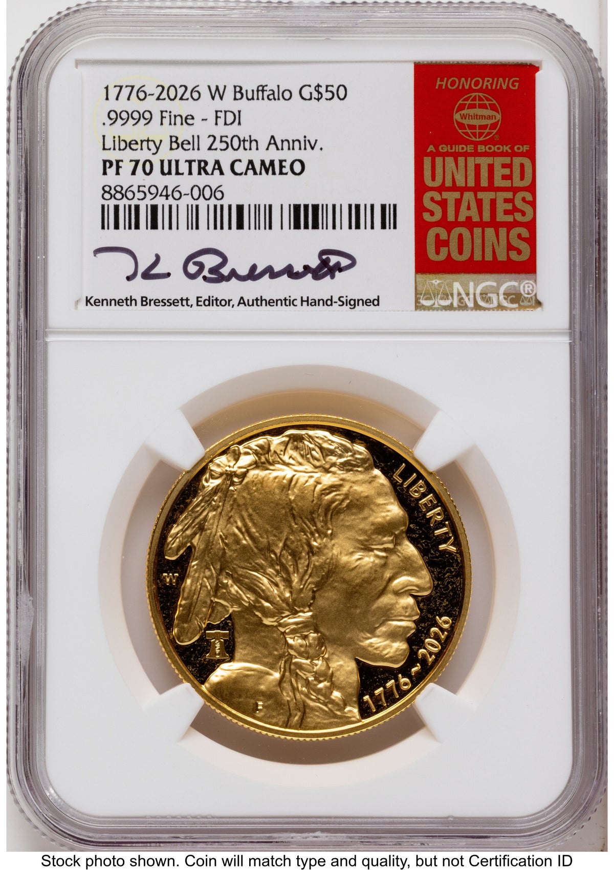 2026-W Proof Gold Buffalo 1 oz FDI Kenneth Bressett Red Book NGC PF70