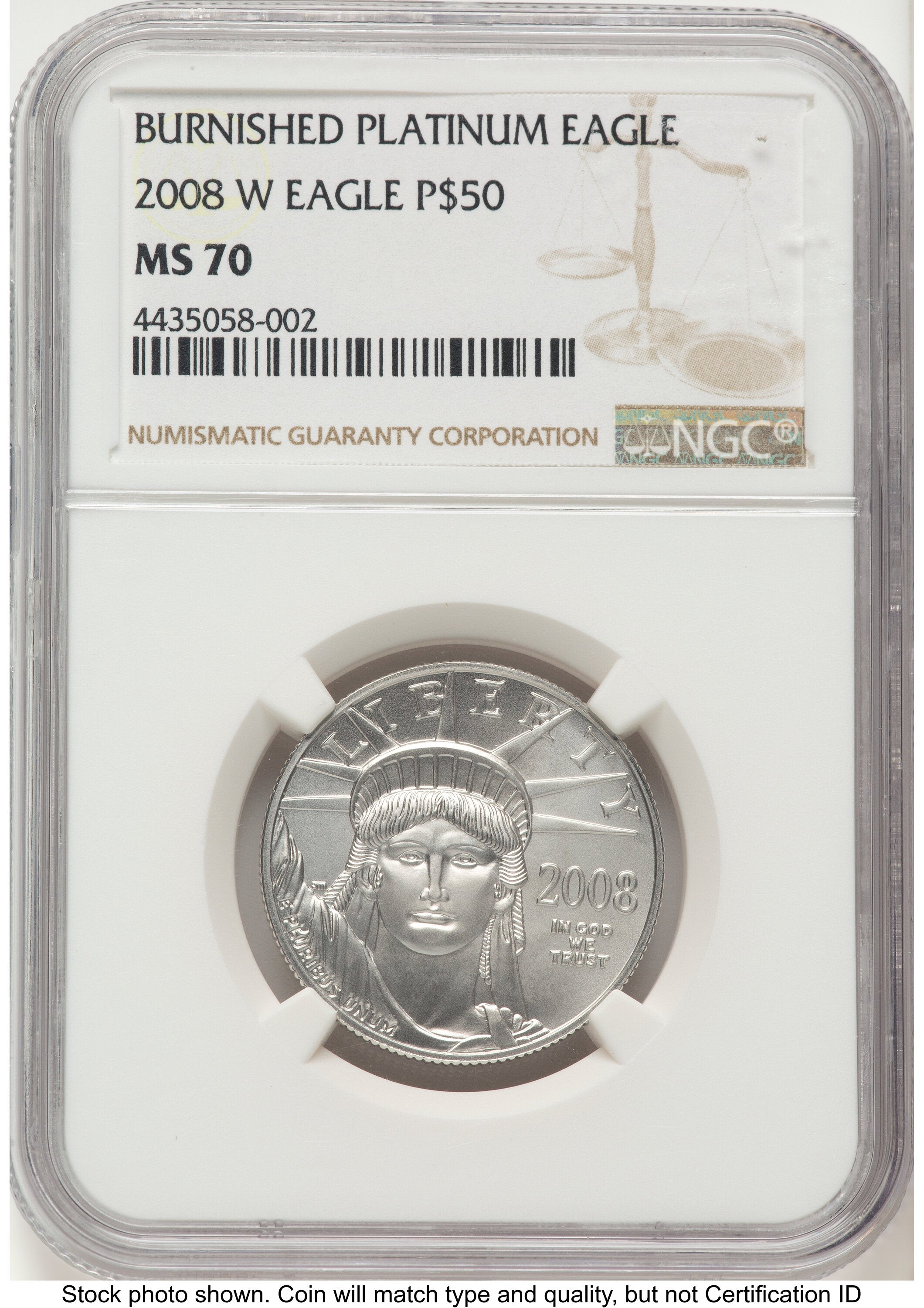 2008-W Burnished Platinum Eagle 1/2 oz Brown Label NGC MS70