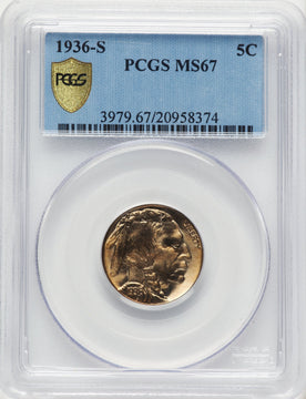 1936-S 5C Buffalo Nickel PCGS MS67