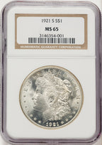 1921-S Morgan Dollar NGC MS65