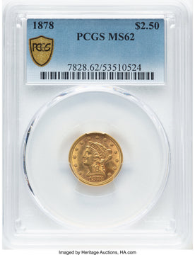 1878 $2.50 Liberty Quarter Eagle PCGS MS62