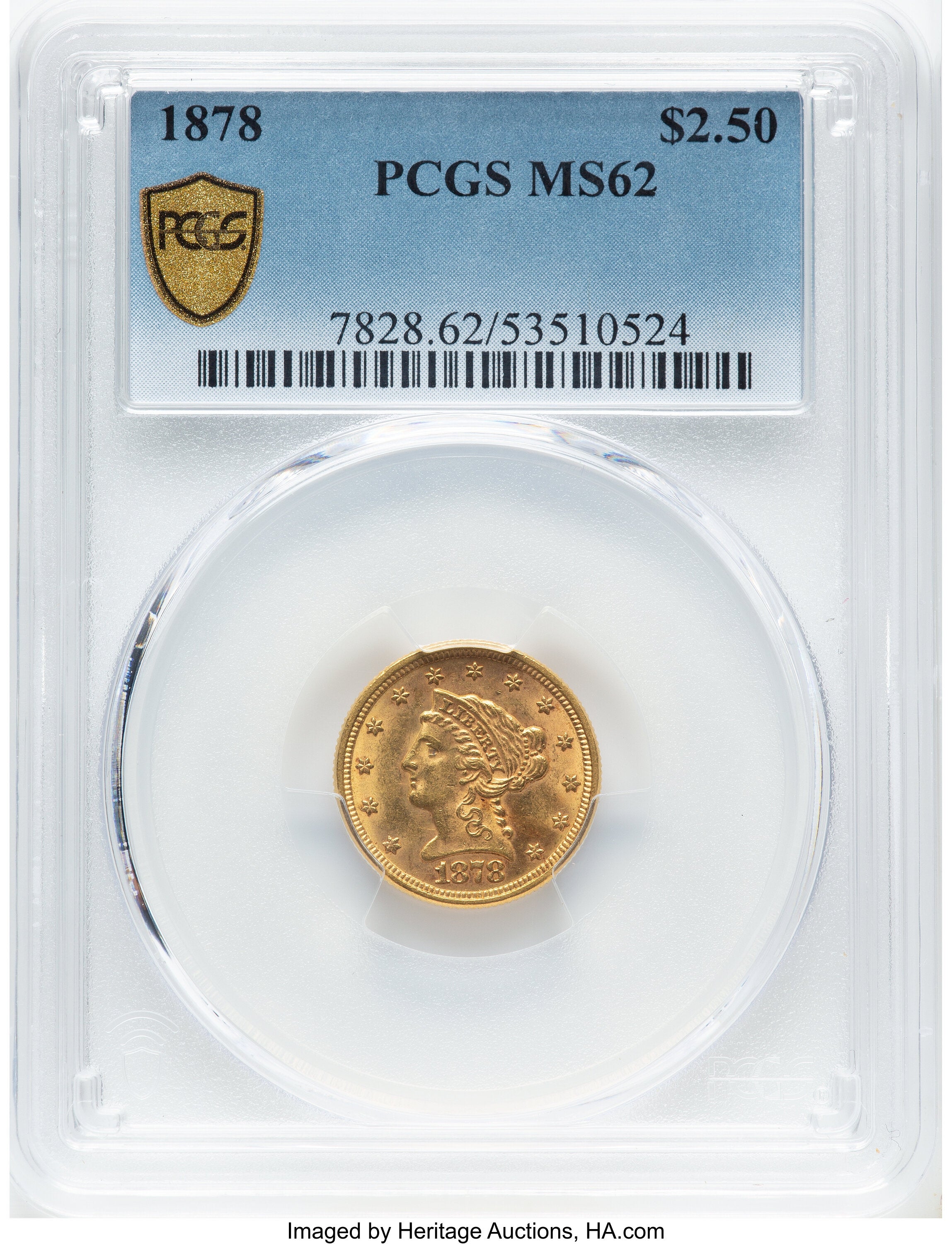 1878 $2.50 Liberty Quarter Eagle PCGS MS62