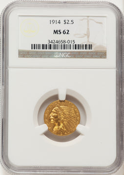 1914 $2.50 Indian Quarter Eagle NGC MS62