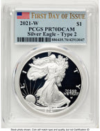 2021-W TY2 Proof Silver Eagle 1 oz FDI Flag PCGS PR70