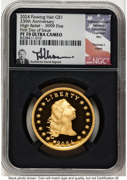 2024-(W) Gold 230th Anniversary Flowing Hair Medal FDI Thomas Uram NGC PF70