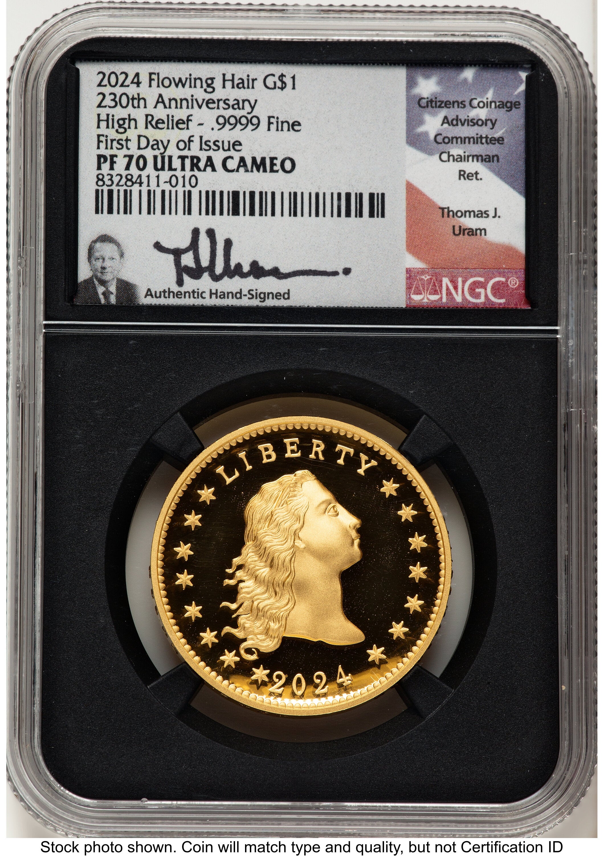 2024-(W) Gold 230th Anniversary Flowing Hair Medal FDI Thomas Uram NGC PF70