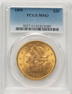 1895 $20 Blue Gradient Liberty Double Eagle PCGS MS63