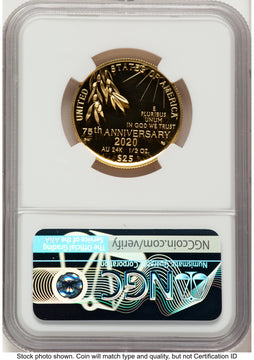 2020-W 1/2 oz Proof Gold End of World War II 75th Anniversary ER Reagan Bust Art NGC PF70