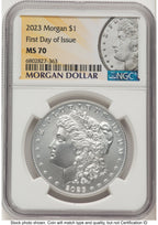 2023 6 Coin Morgan & Peace Dollar Set MS/PR/REV FDI Morgan/Peace Label NGC PF70