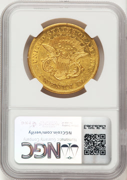 1862 $20 Brown Label Liberty Double Eagle NGC AU50