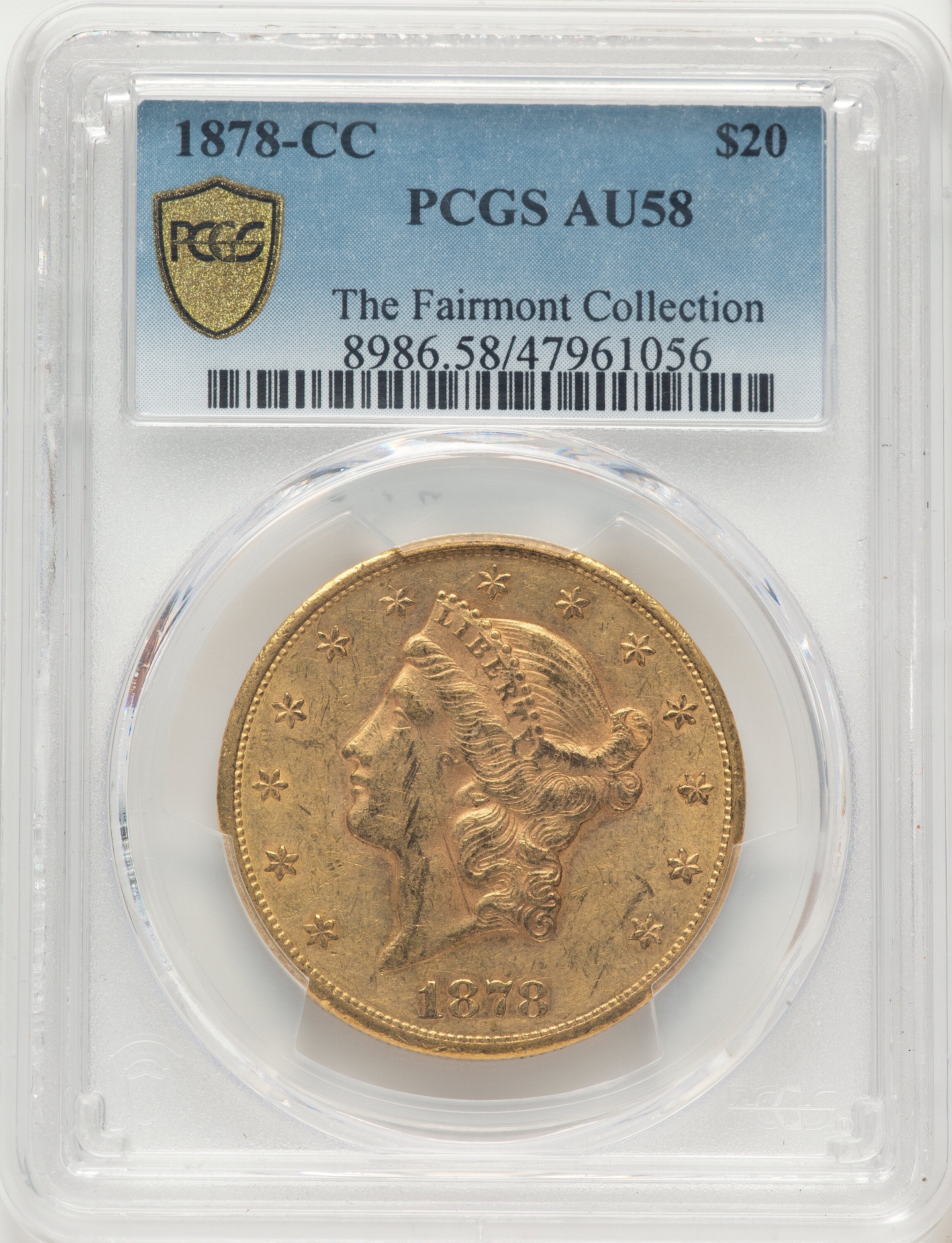 1878-CC $20 Liberty Double Eagle PCGS AU58