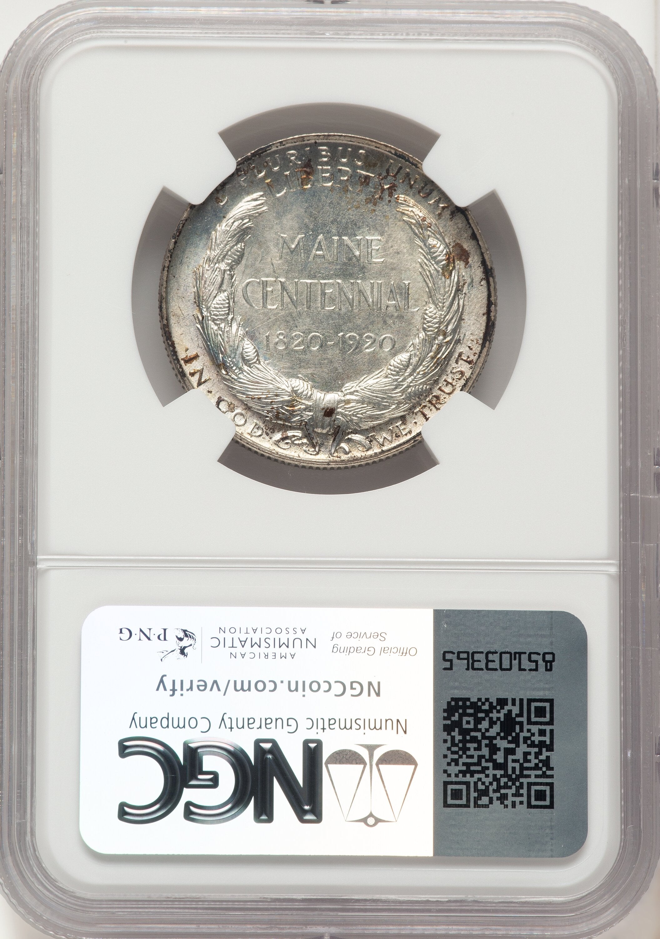 1920 50C Maine Brown Label Commemorative Silver NGC MS67