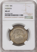 1935 50C Hudson Commemorative Silver NGC MS67
