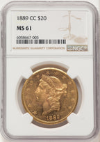 1889-CC $20 Liberty Double Eagle NGC MS61