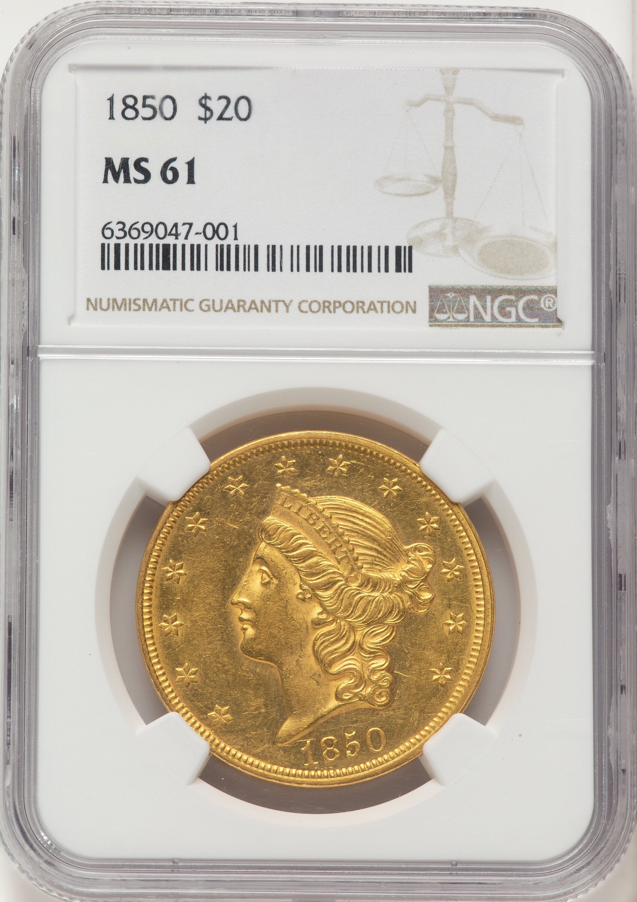 1850 $20 Liberty Double Eagle NGC MS61 | LCR Coin