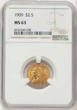 1909 $2.50 Indian Quarter Eagle NGC MS63