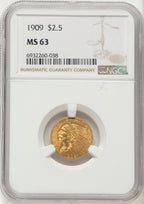 1909 $2.50 Indian Quarter Eagle NGC MS63