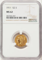 1911 $2.50 Indian Quarter Eagle NGC MS62