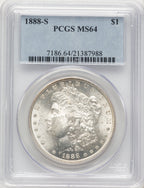 1888-S Blue Label Morgan Dollar PCGS MS64