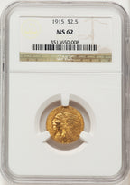 1915 $2.50 Brown Label Indian Quarter Eagle NGC MS62