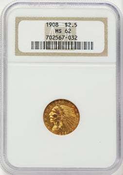 1908 $2.50 Indian Quarter Eagle NGC MS62