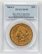 1864-S $20 Liberty Double Eagle PCGS XF45