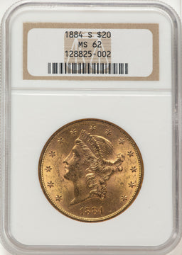 1884-S $20 Liberty Double Eagle NGC MS62