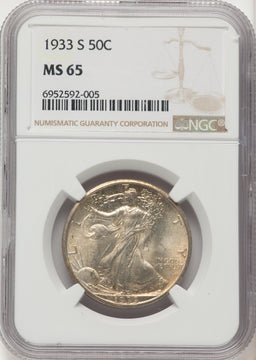 1933-S 50C Walking Liberty Half Dollar NGC MS65