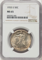 1933-S 50C Walking Liberty Half Dollar NGC MS65