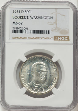 1951-D 50C Booker T. Washington Commemorative Silver NGC MS67