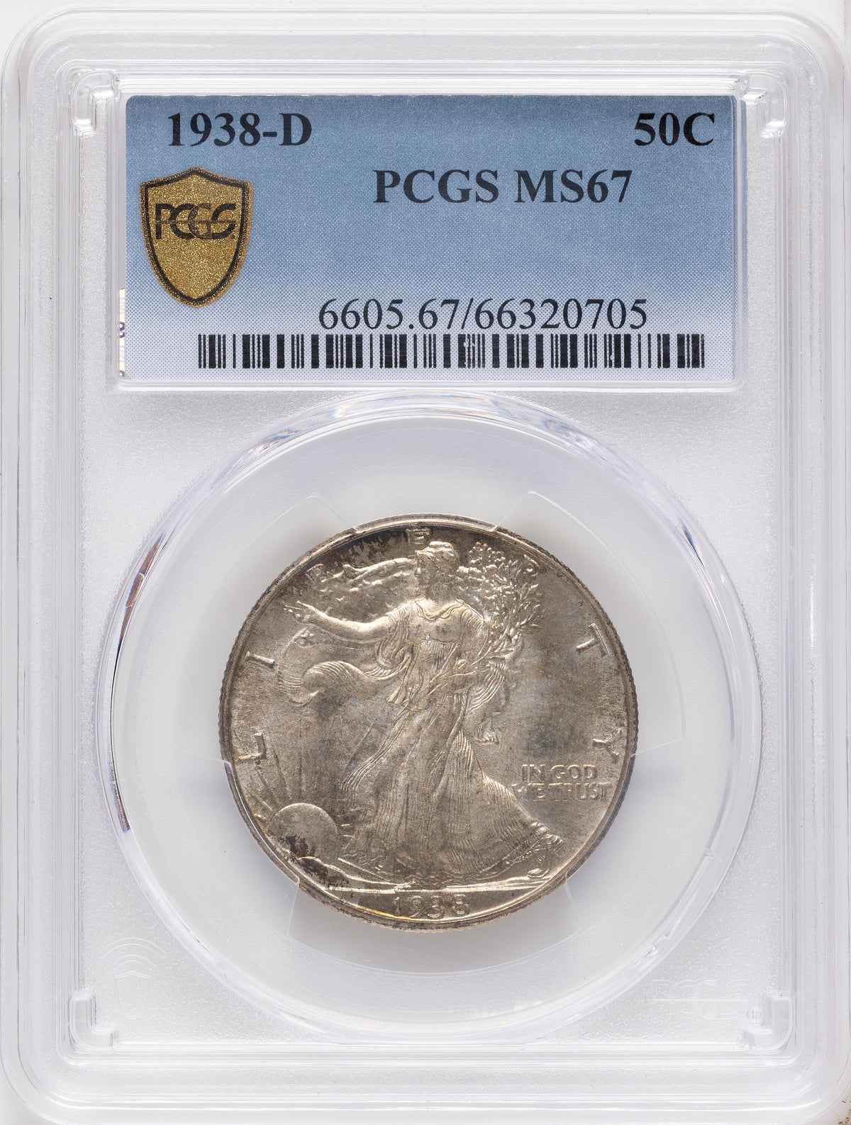 1938-D 50C Walking Liberty Half Dollar PCGS MS67