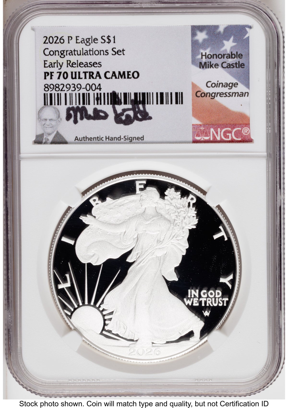 2026-P Proof Silver Eagle Congratulations Set 1 oz ER Mike Castle NGC PF70