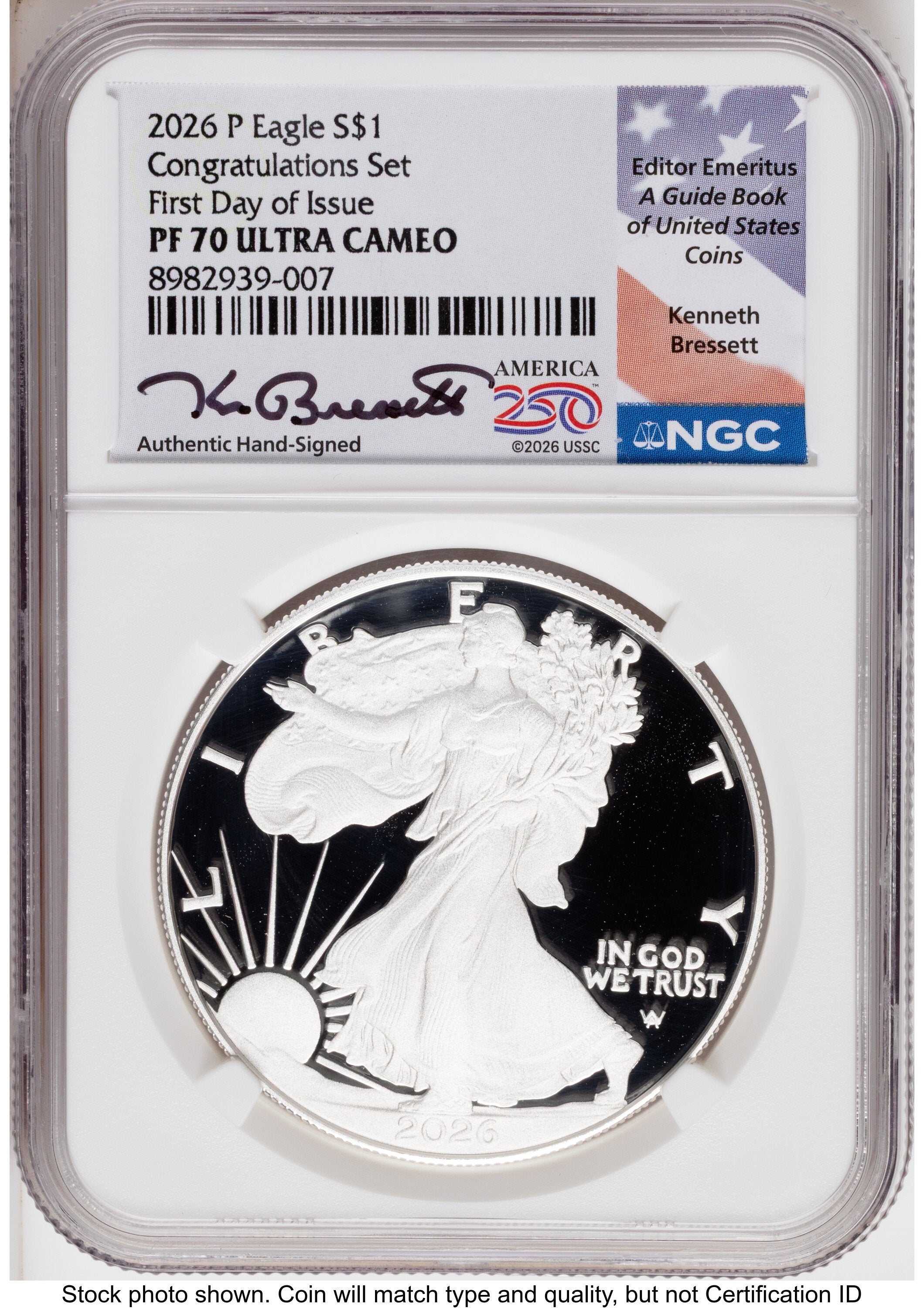 2026-P Proof Silver Eagle Congratulations Set 1 oz FDI Kenneth