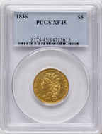 1836 $5 Classic Half Eagle PCGS XF45