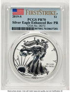 2019-S Enhanced Reverse Proof Silver Eagle 1 oz FS Flag PCGS PR70